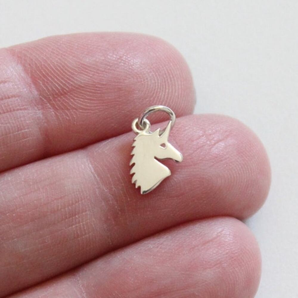 Sterling Silver Unicorn Charm - Flat Unicorn Head Charm
